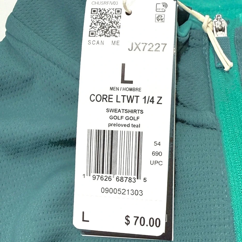 Adidas Core Lightweight 1/2 Golf Zip Pullover - NEW Mens Large Teal - #49745-M3